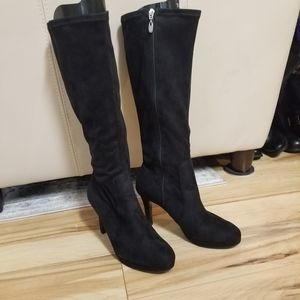 Tahari Boots Connie Knee High Suede-like Stretch Black 8M EUC